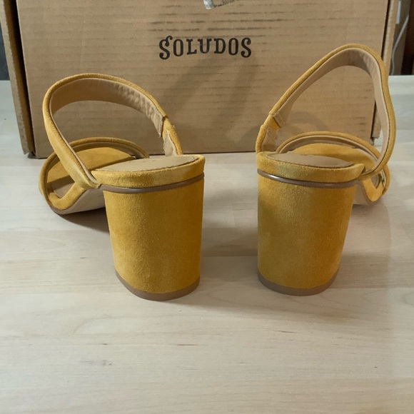 Soludos Ines Marigolds Heeled Sandals NIB Suede Open Toe Slip On Sandals Size 8 - Picture 5 of 9